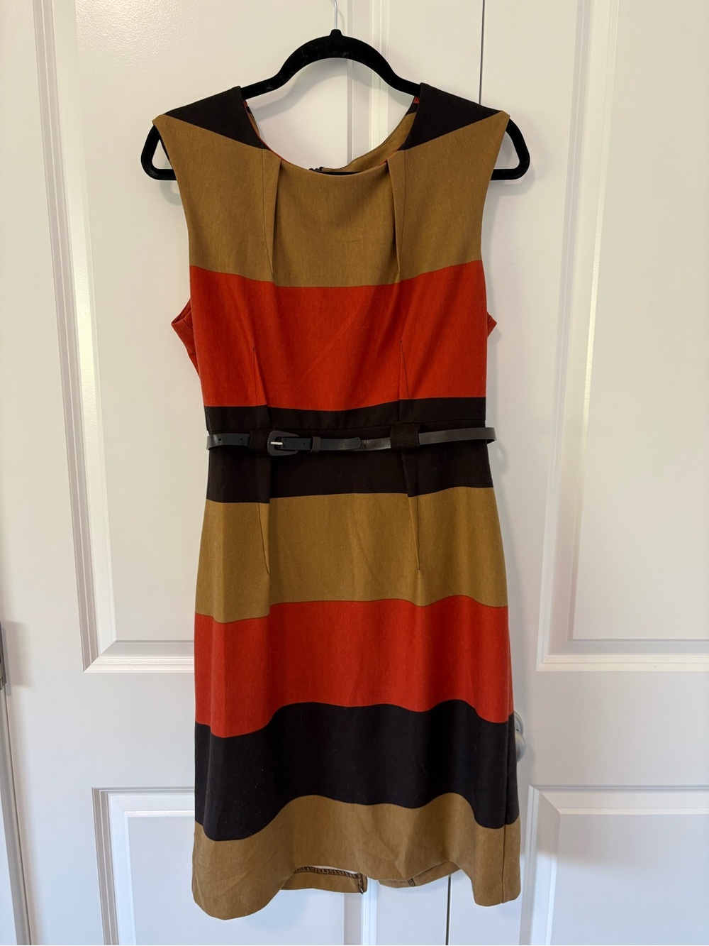 Anna & Ava Color Block Midi Dress Brown & Red Size 10